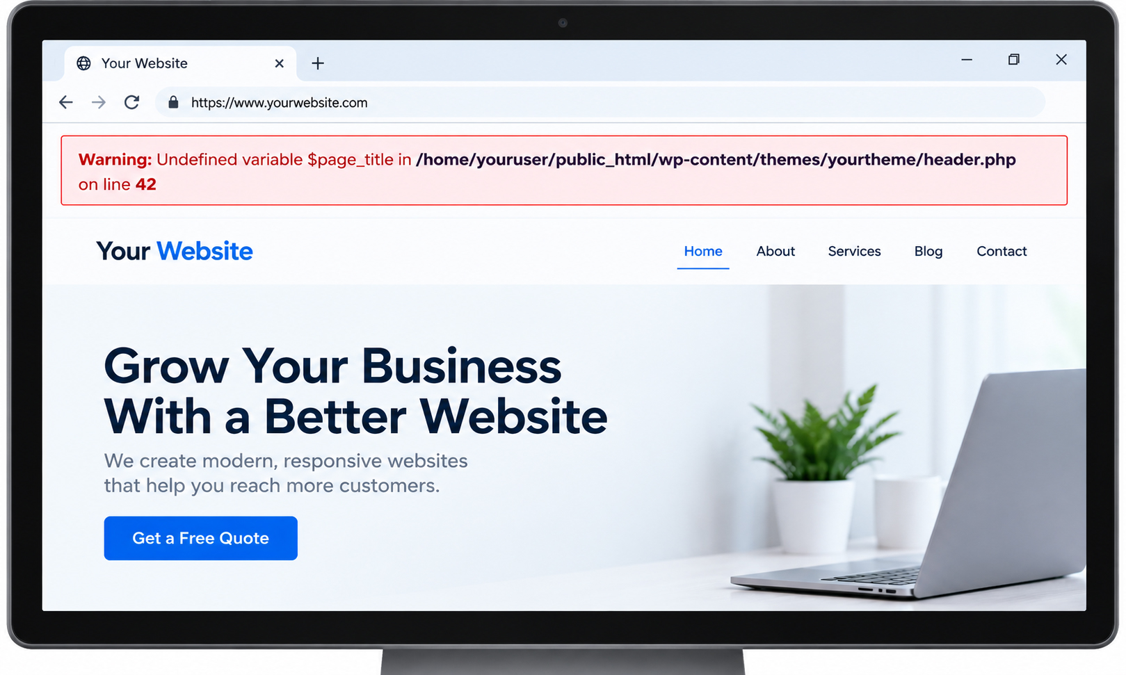 php warning on wordpress website
